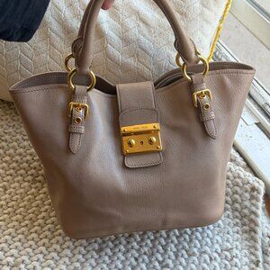 MIU MIU Vintage Madras Beige Leather Shoulder Bag